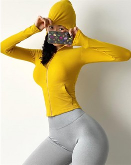 Women Slim Fit Yoga Jacket With Hoodie